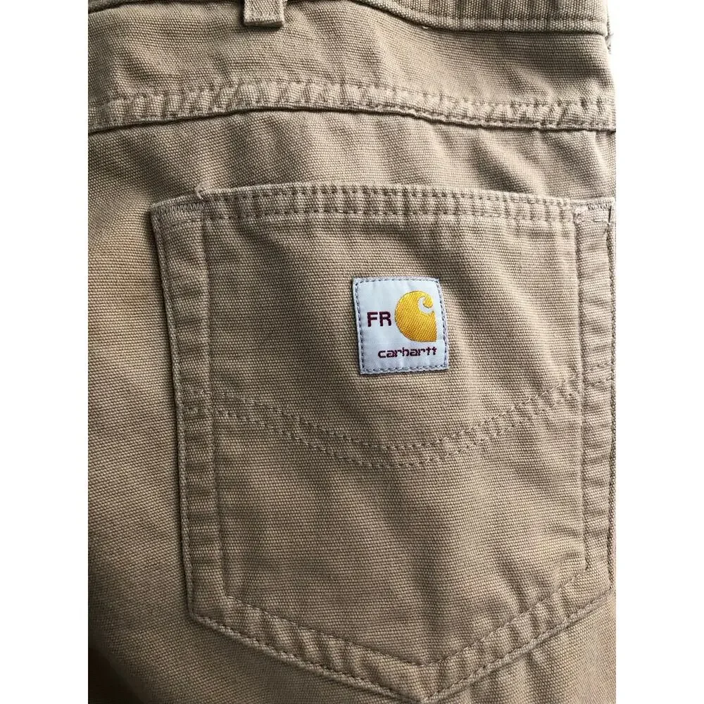 Carhartt FR Loose Fit Canvas Tan Pants Men’s 38x32 Work Utility